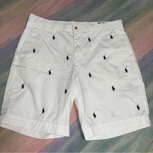 Polo Ralph Lauren Mens 36 White Pony Shorts Classic Fit Preppy Coastal Summer